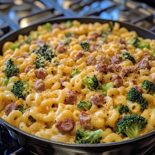 one-pot_smoked_sausage_broccoli_mac-receipster.com