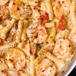 Pasta with Creamy Mozzarella Shrimp