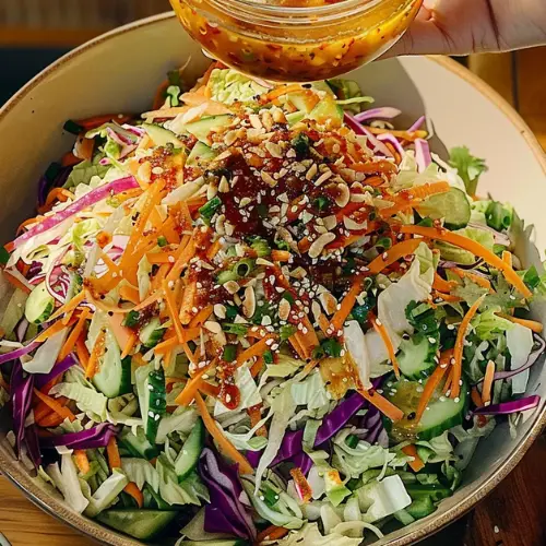 Crunchy Cabbage Salad with Sweet and Tangy Dressing-receipster.com