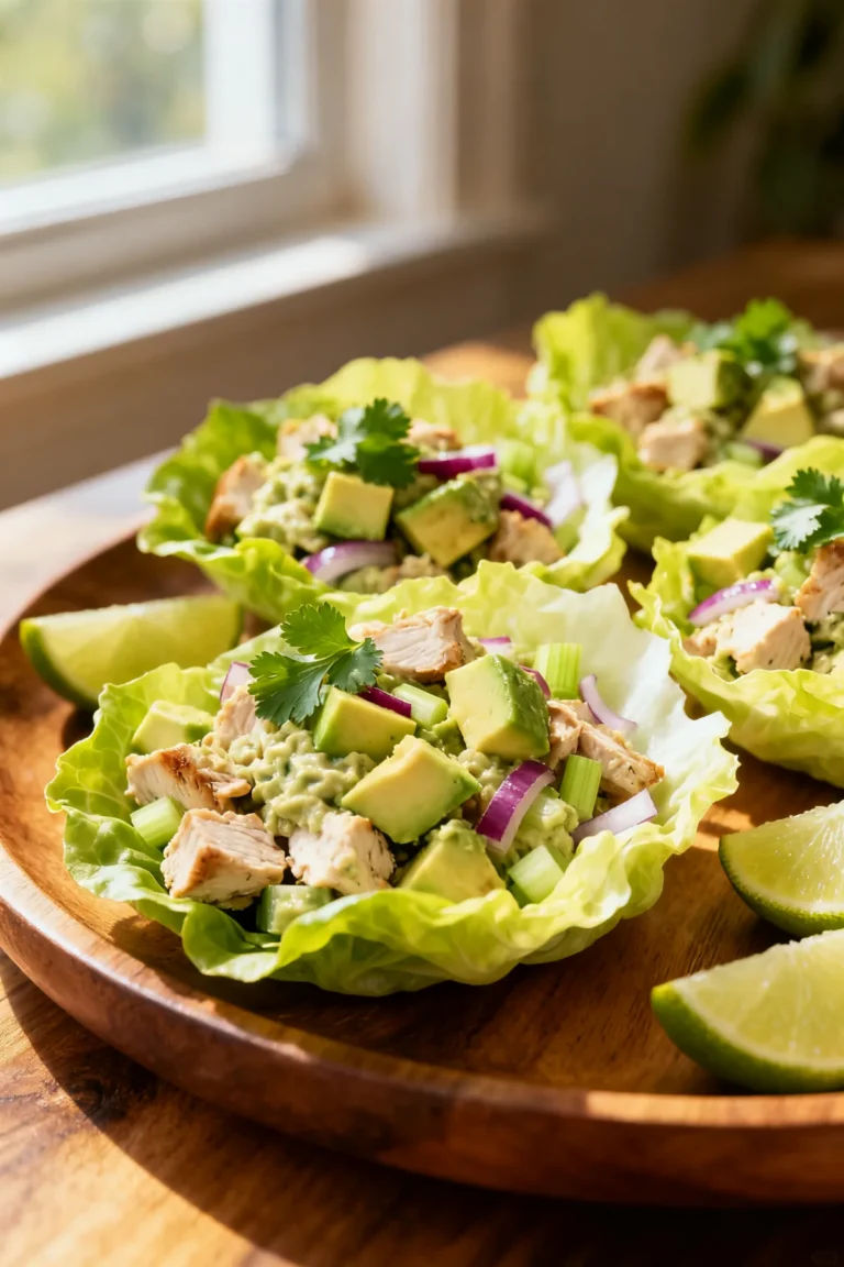 Avocado Chicken Salad Lettuce Wraps