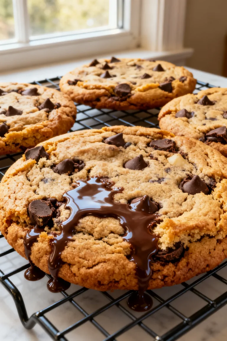Bakery-style chocolate chip cookies with golden edges