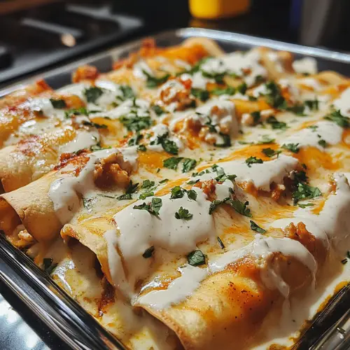 Chicken enchiladas with sour cream white sauce -receipster.com