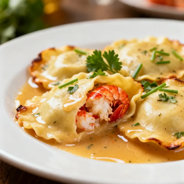 Decadent Lobster Ravioli Paired with Luscious Garlic Herb Wine Sauce