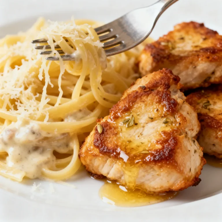 Irresistible Garlic Butter Chicken Bites Paired with Creamy Parmesan Pasta