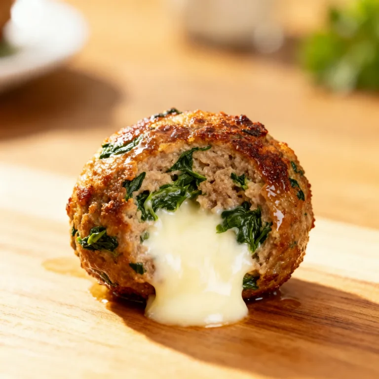 Irresistible Spinach Garlic Meatballs Stuffed With Mozzarella Recipe