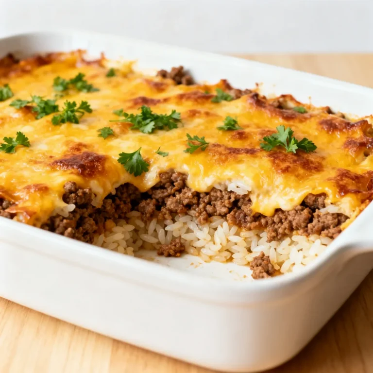 Easy Cheesy Ground Beef and Rice Casserole Recipe Delight