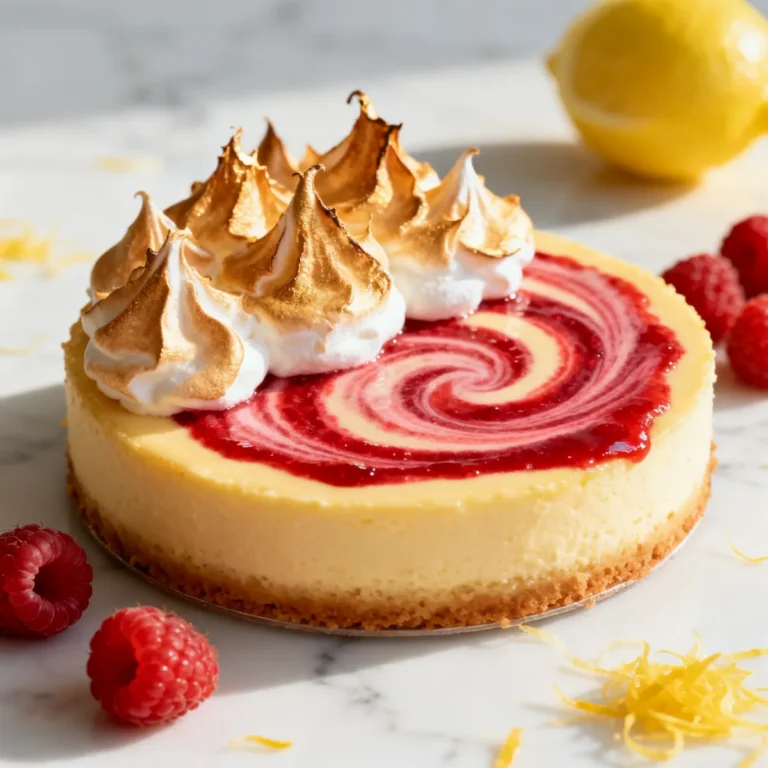 Indulge in a Heavenly Lemon Raspberry Meringue Cheesecake Delight
