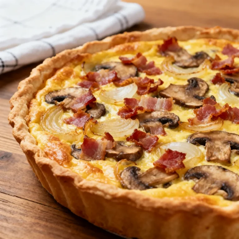 Easy Bacon, Onion & Mushroom Quiche – Ready in 30 Minutes