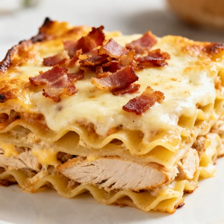 Easy Crack Chicken Lasagna with Bacon and Creamy Cheese