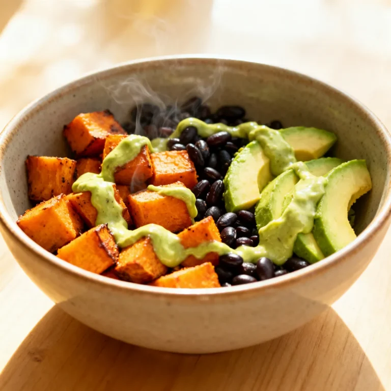 Easy Sweet Potato and Black Bean Bowls with Avocado Dressing