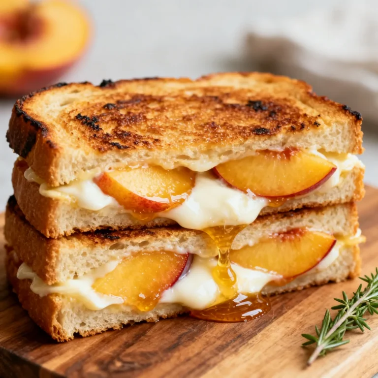 Easy Honey Peach White Cheddar Grilled Cheese Recipe