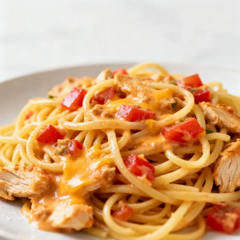 Easy Chicken Spaghetti with Rotel and Velveeta