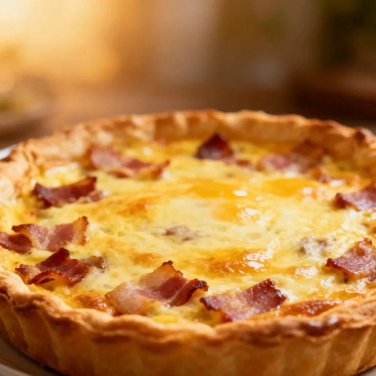 Classic Quiche Lorraine with Flaky Crust and Savory Bacon