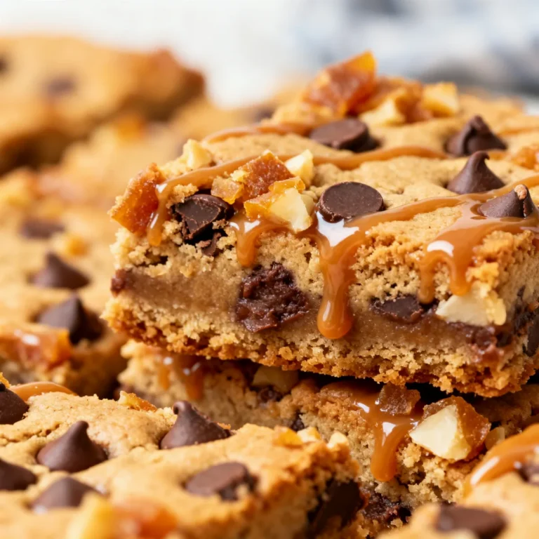 Ultimate Peanut Butter Caramel Toffee Chocolate Chip Cookie Bars