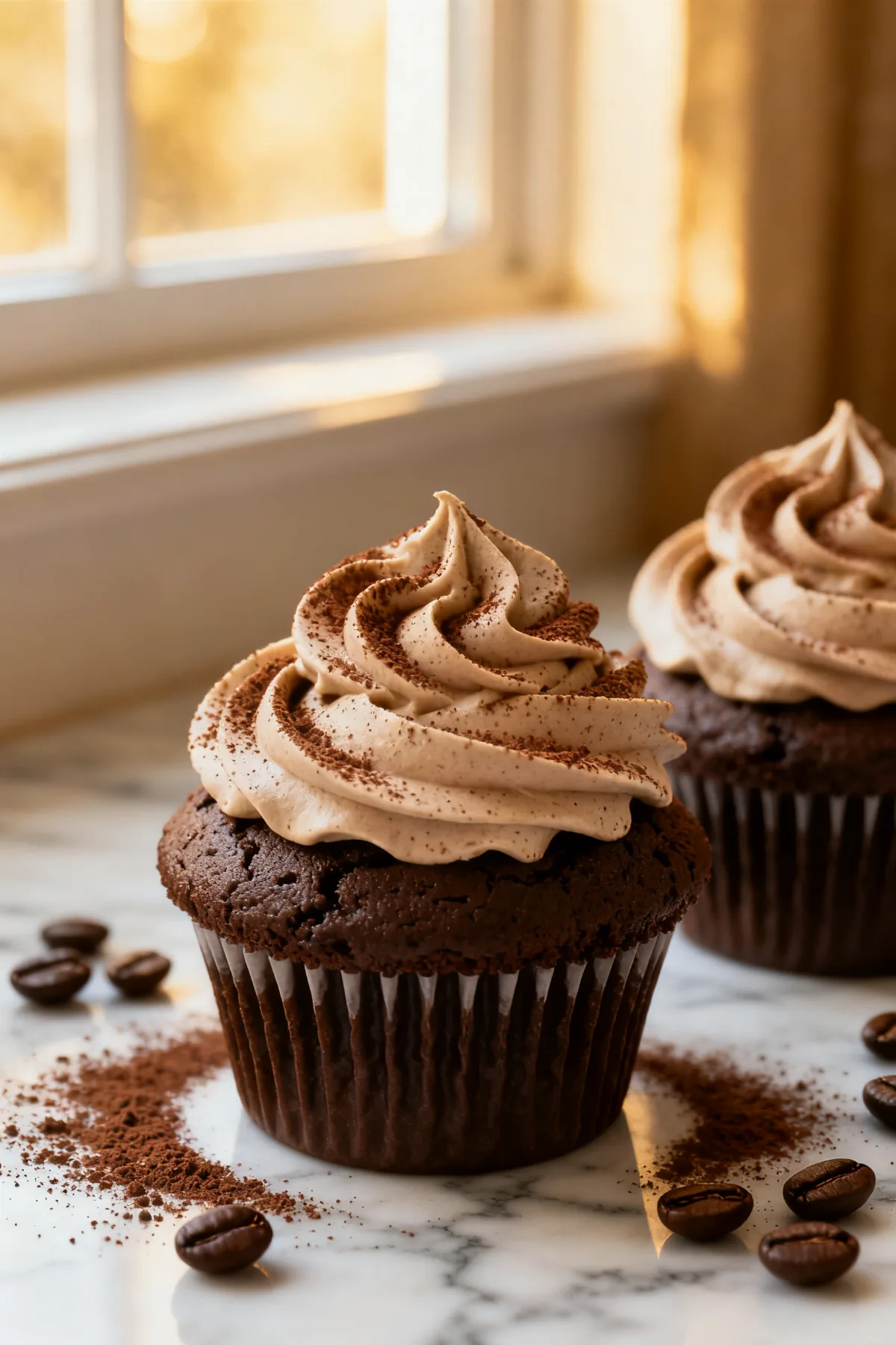 Chocolate Coffee Cupcakes with Coffee Whipped Cream