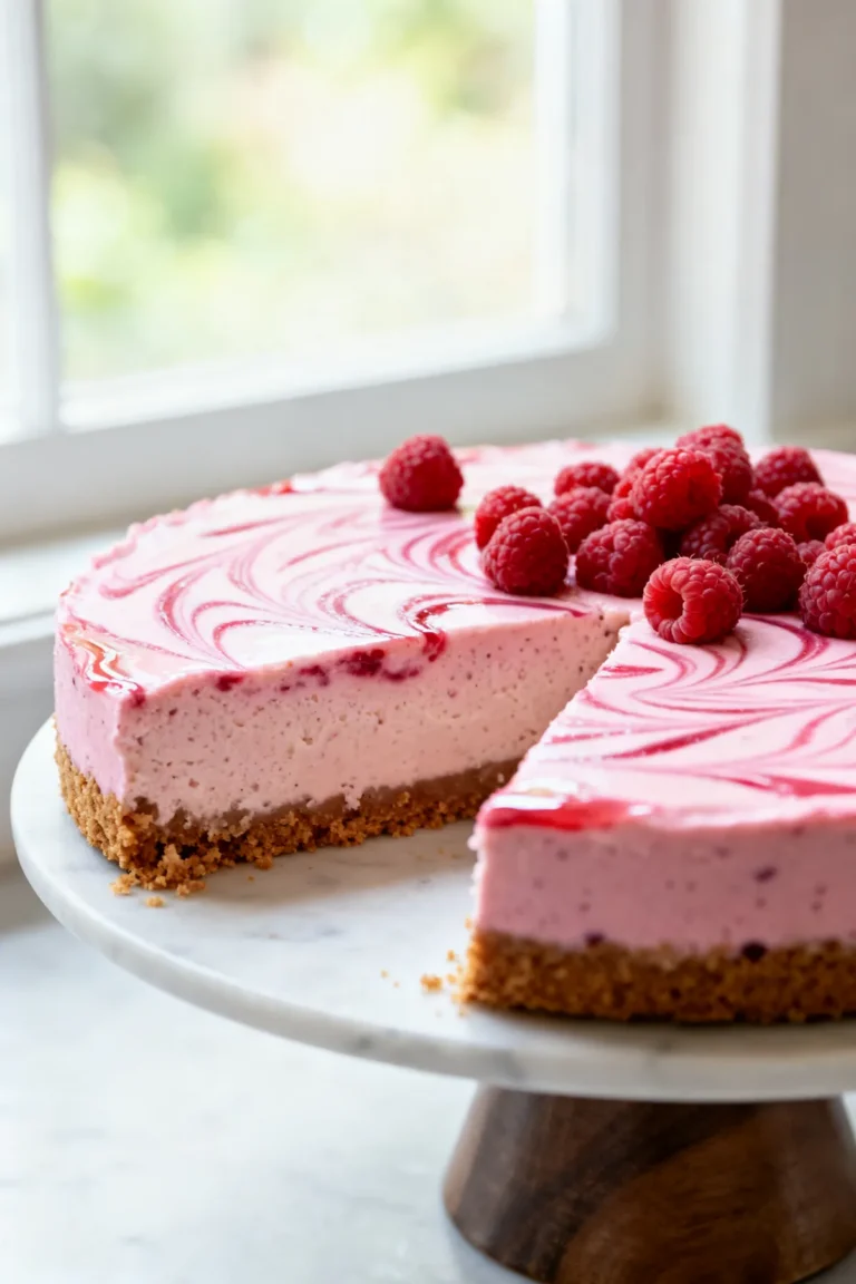 No-Bake Raspberry Swirl Cheesecake