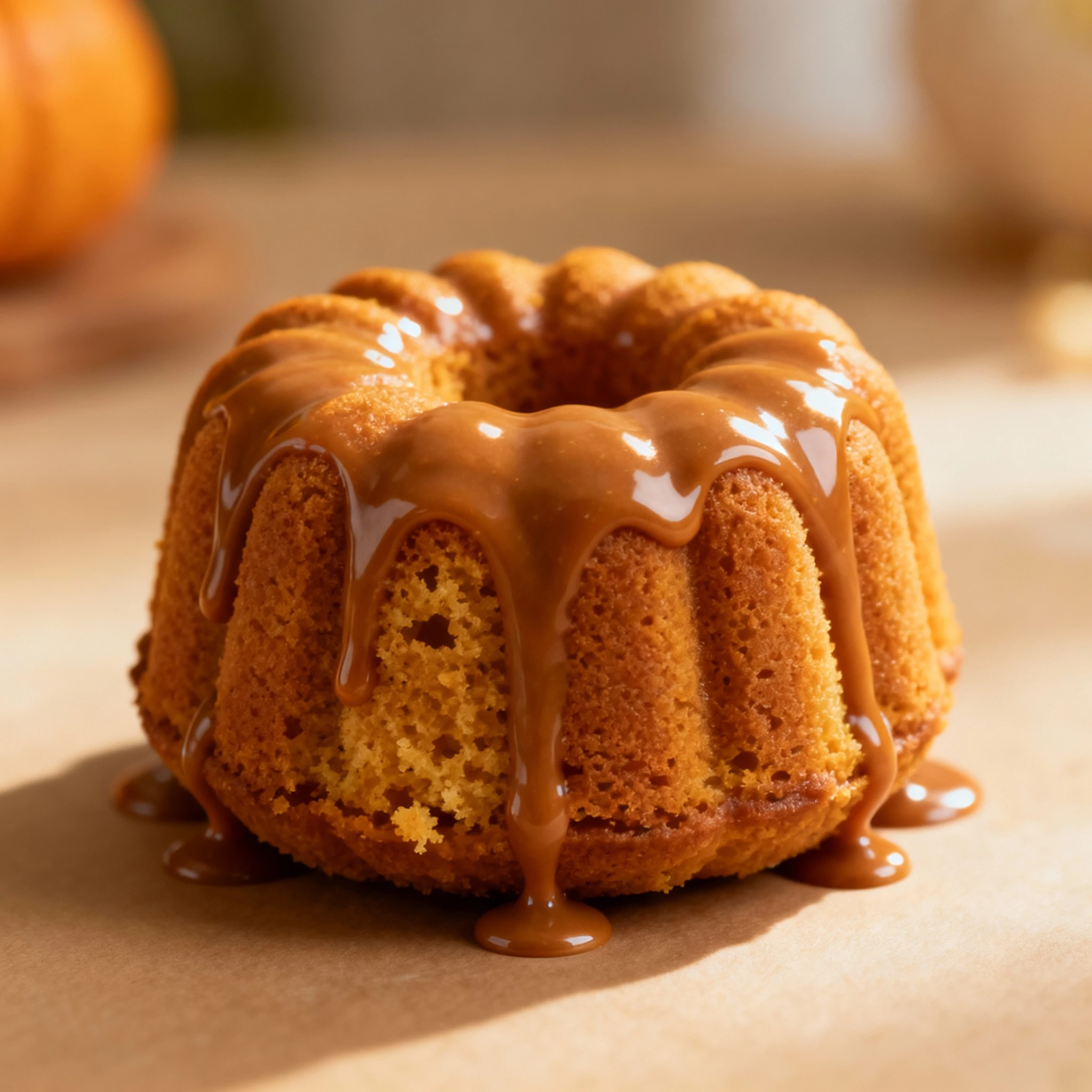 Adorable mini Pumpkin Bundt Cakes with cinnamon brown butter frosting finished