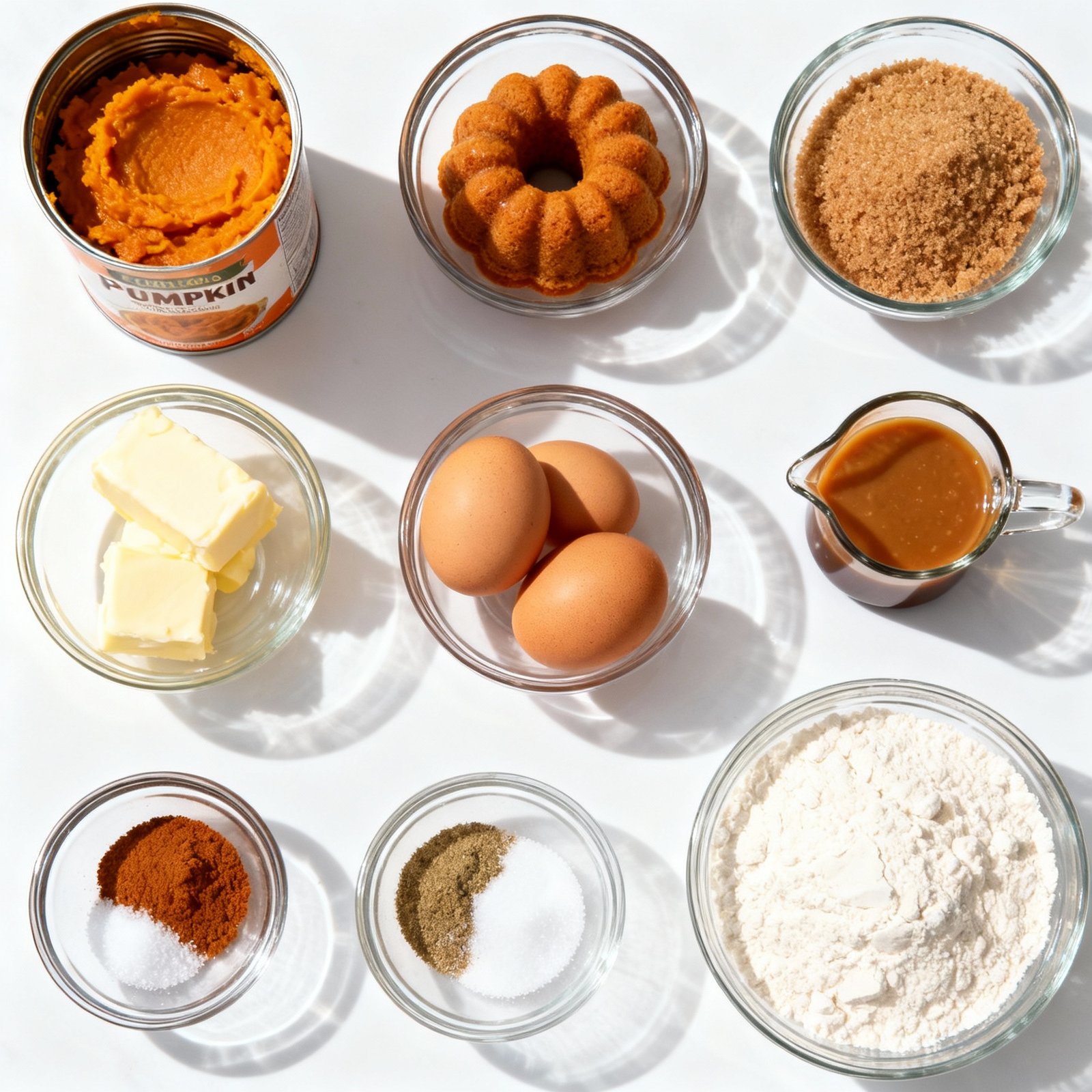 Adorable mini Pumpkin Bundt Cakes with cinnamon brown butter frosting ingredients