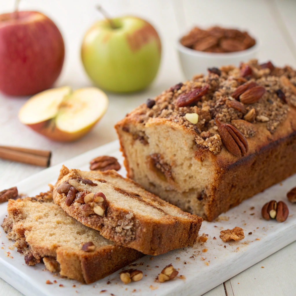 Apple Bread with Cinnamon Pecan Crunch finished