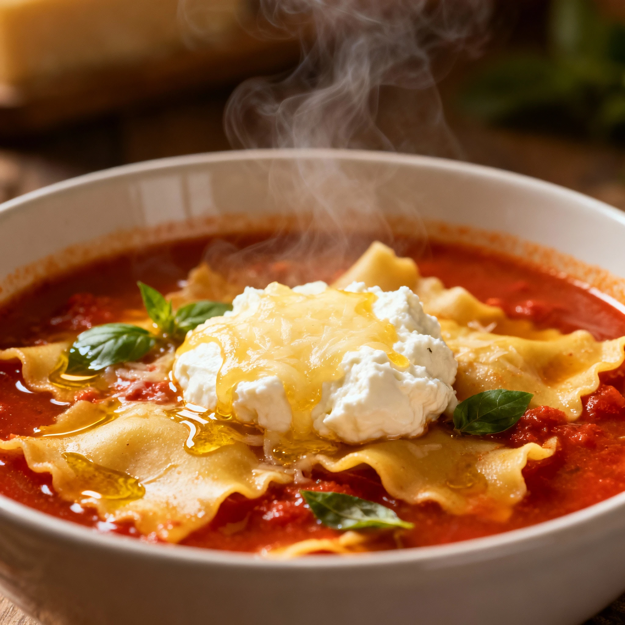 The BEST Lasagna Soup finished