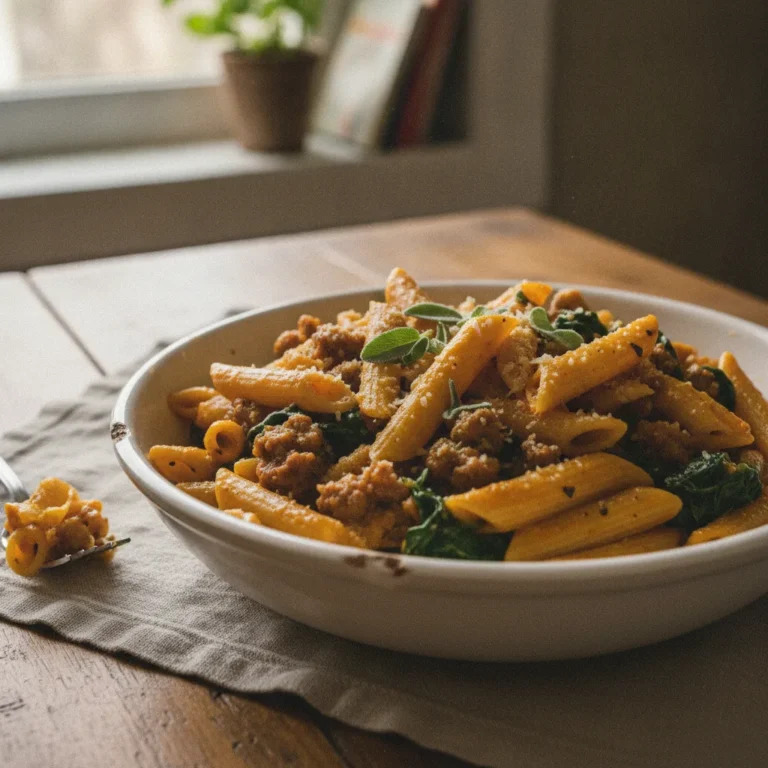 Creamy Butternut Squash Pasta with Sausage and Spinach