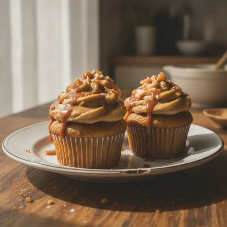 Caramel Apple Cupcakes with caramel frosting