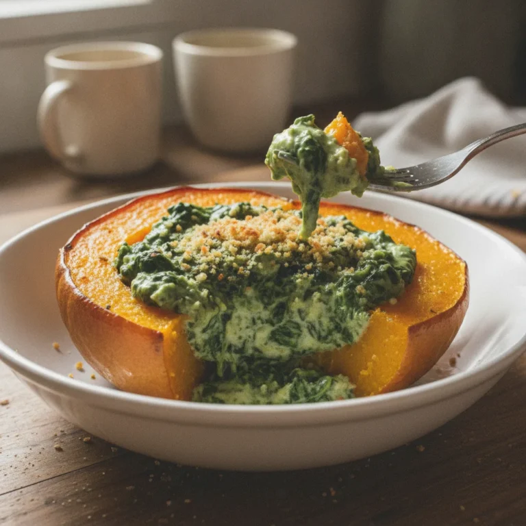 Easy Stuffed Acorn Squash with Creamed Spinach