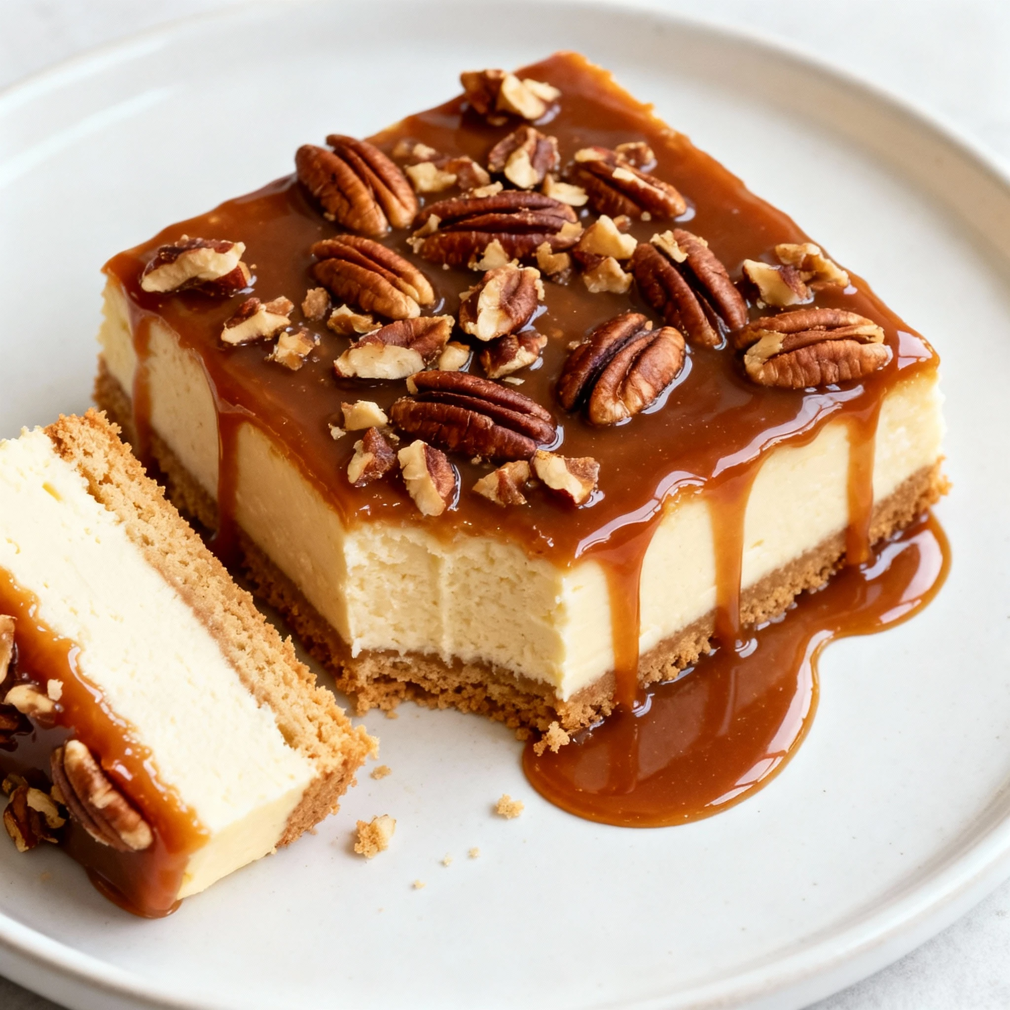 These Caramel Apple Cheesecake Bars are the perfect easy treat finished