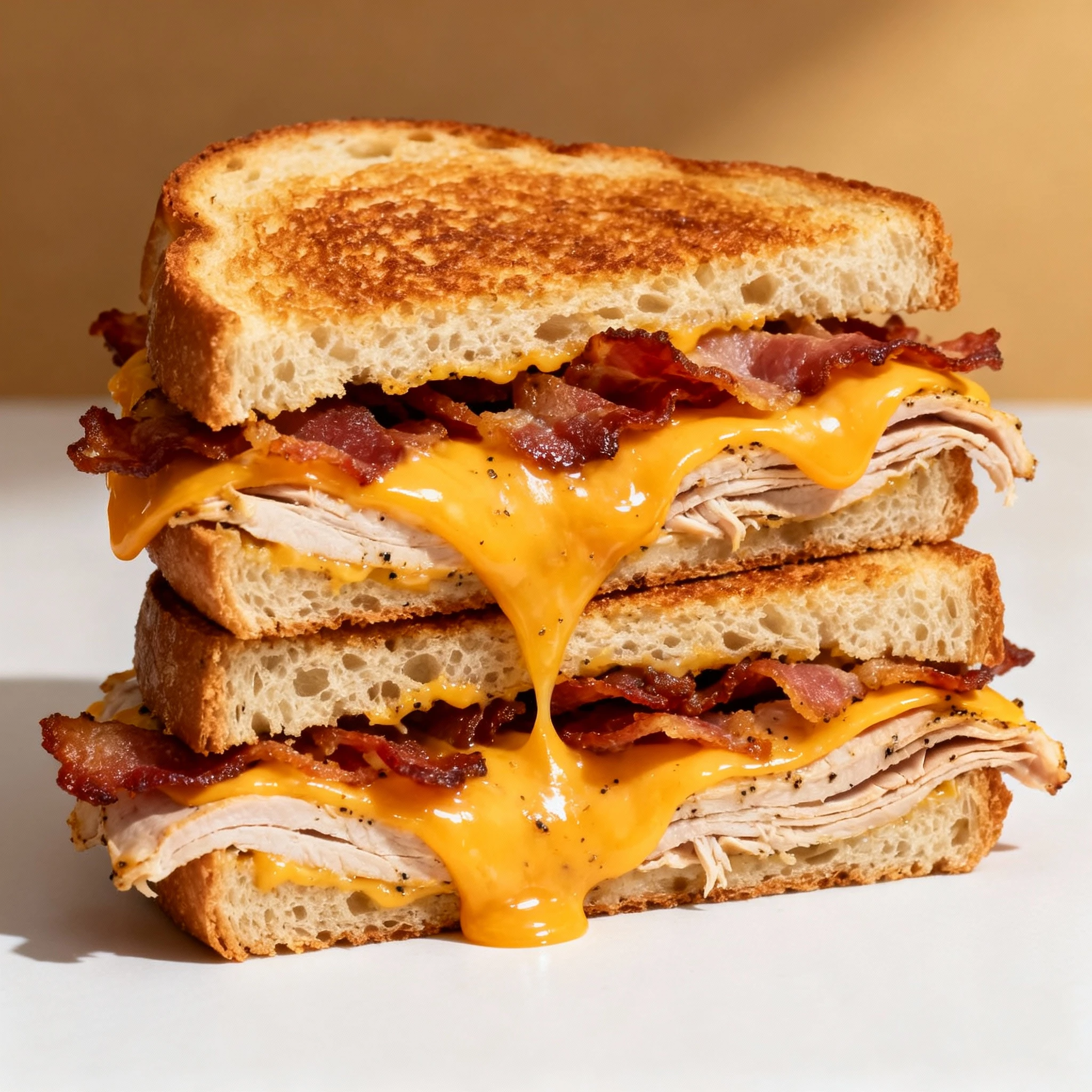 Cheddar and Bacon Turkey Melt on Sourdough finished