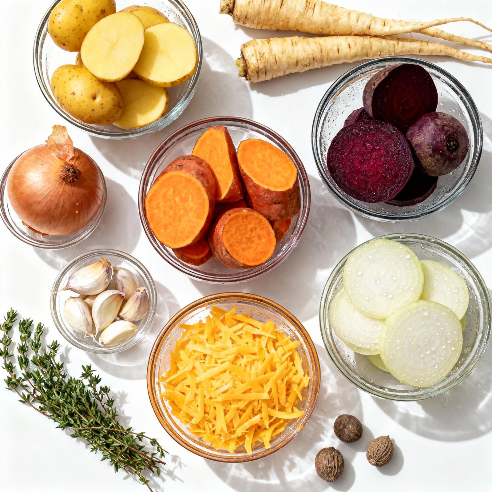 Cheesy Root Vegetable Gratin | Spoon Fork Bacon ingredients