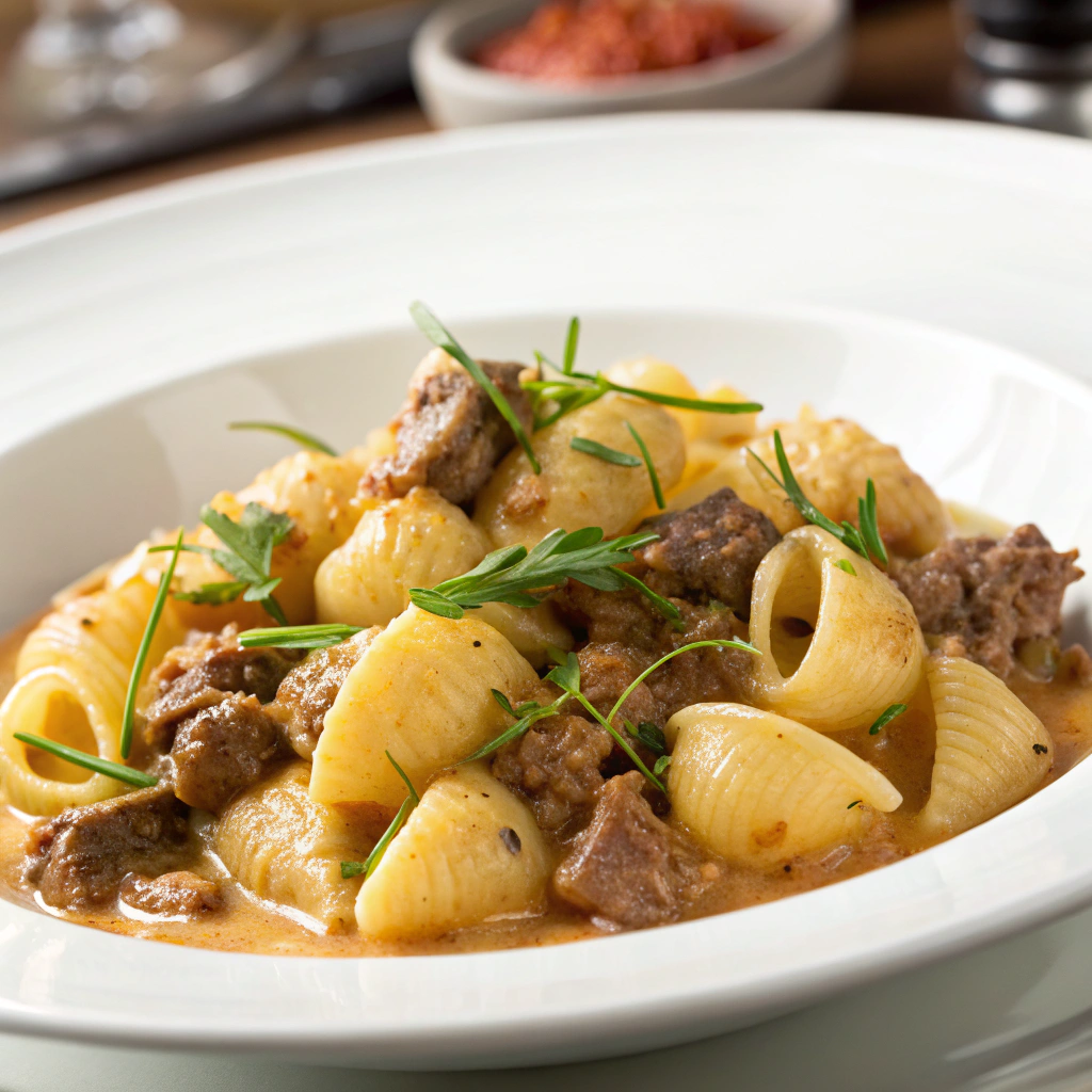 You Should Make Creamy Beef and Shells for Dinner Tonight finished