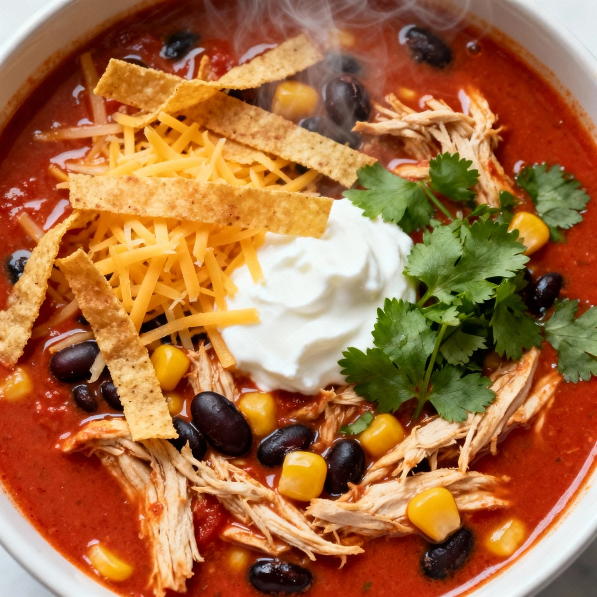 Creamy Chicken Enchilada Soup finished