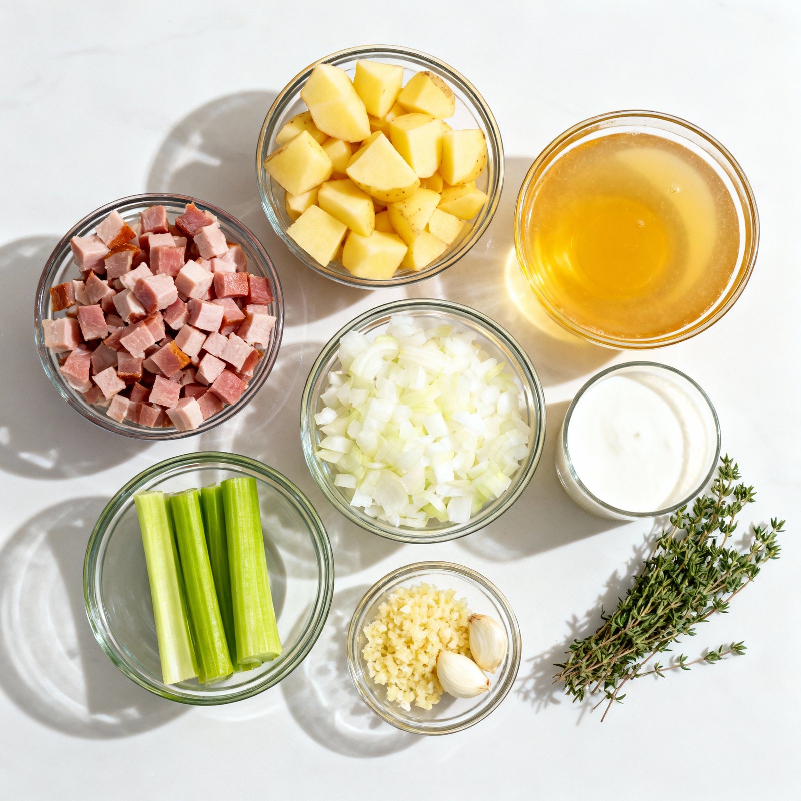Creamy Ham and Potato Soup for Cozy Nights ingredients