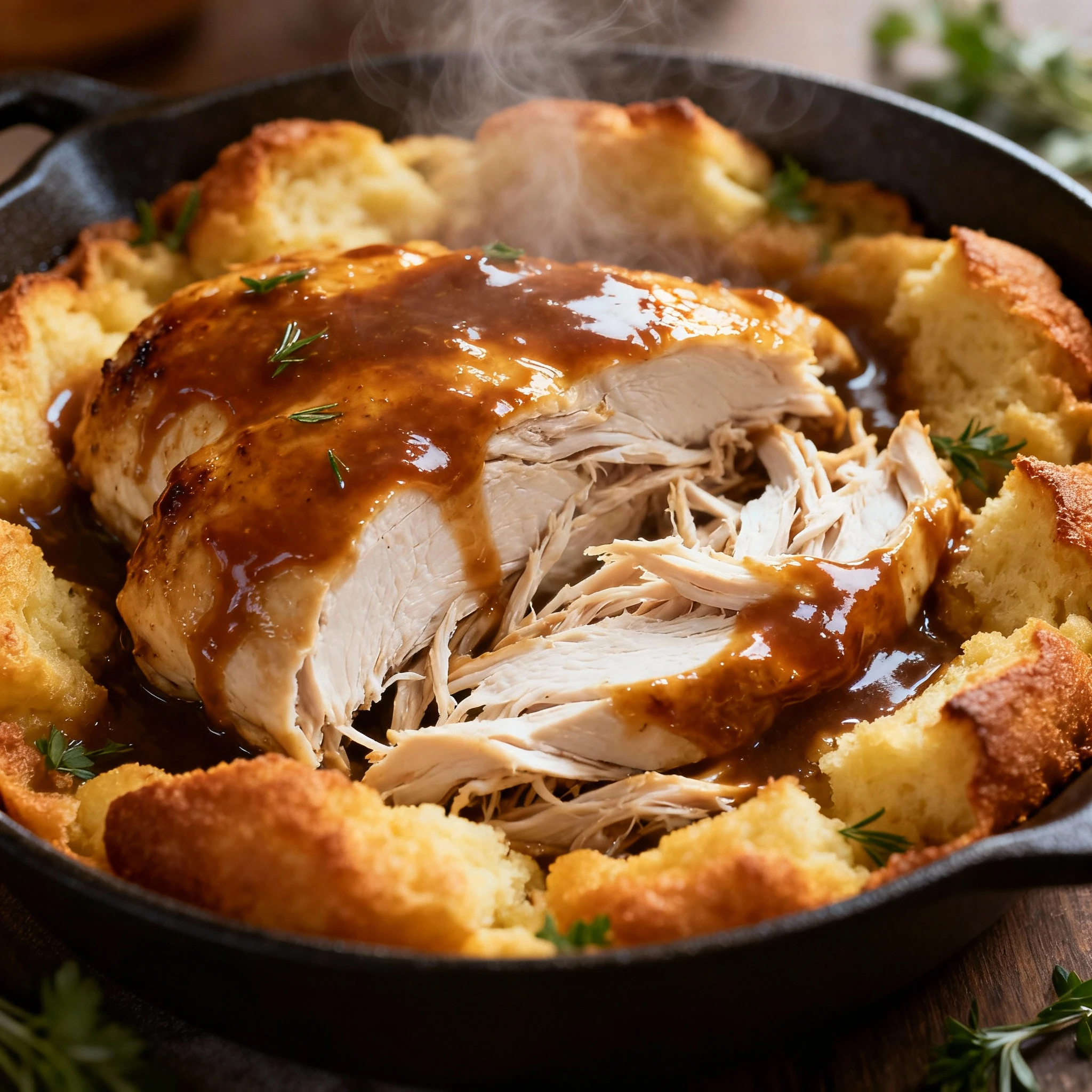 Crock Pot Chicken and Stuffing finished