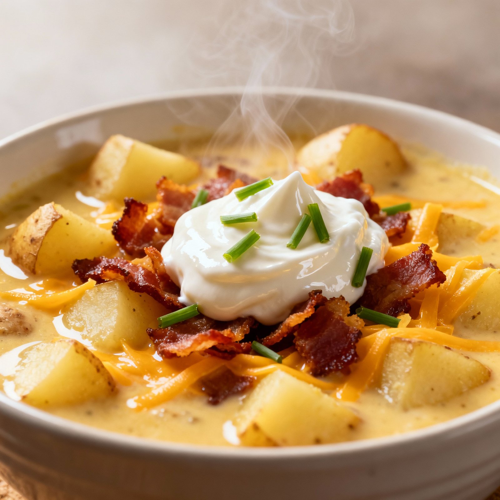 Delicious Loaded Potato Soup Recipes: Creamy, Hearty, and Full of Flavor finished