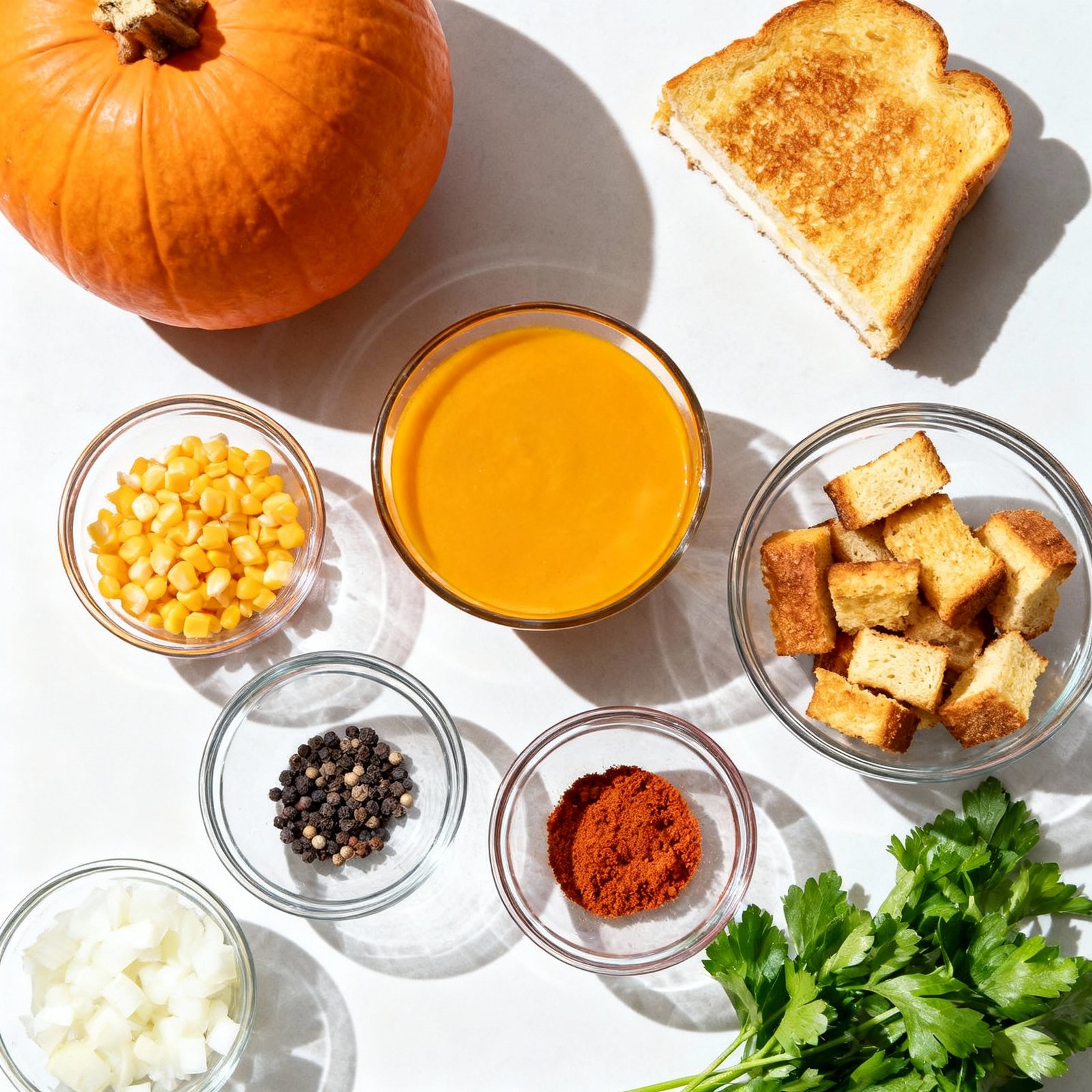Homemade Pumpkin Soup And Grilled Cheese Croutons ingredients