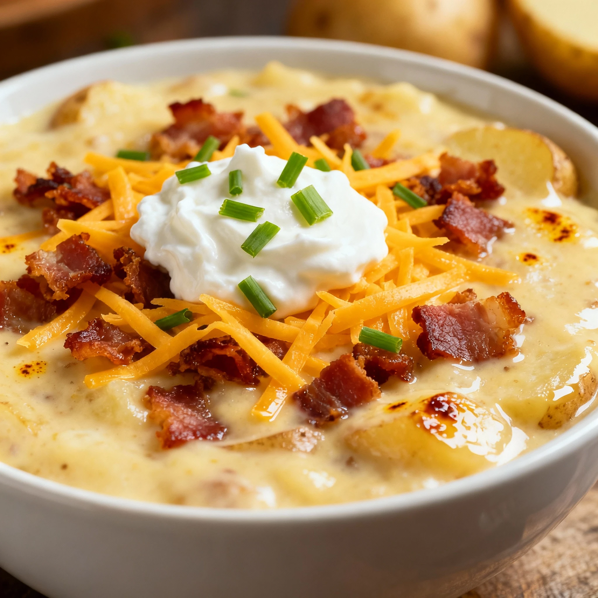 Loaded Baked Potato Chowder finished