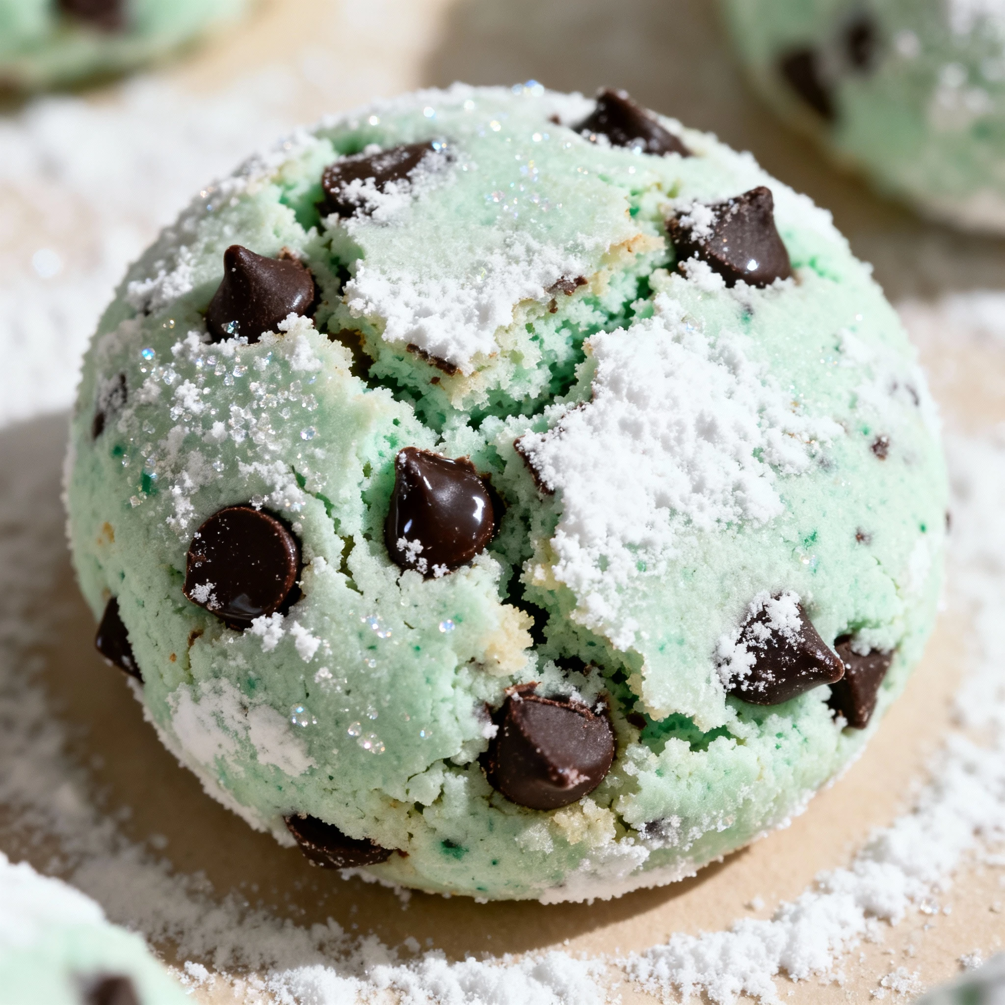 Melt in your mouth Mint Chocolate Chip Snowball Cookies are a treat you wont be able to resist finished