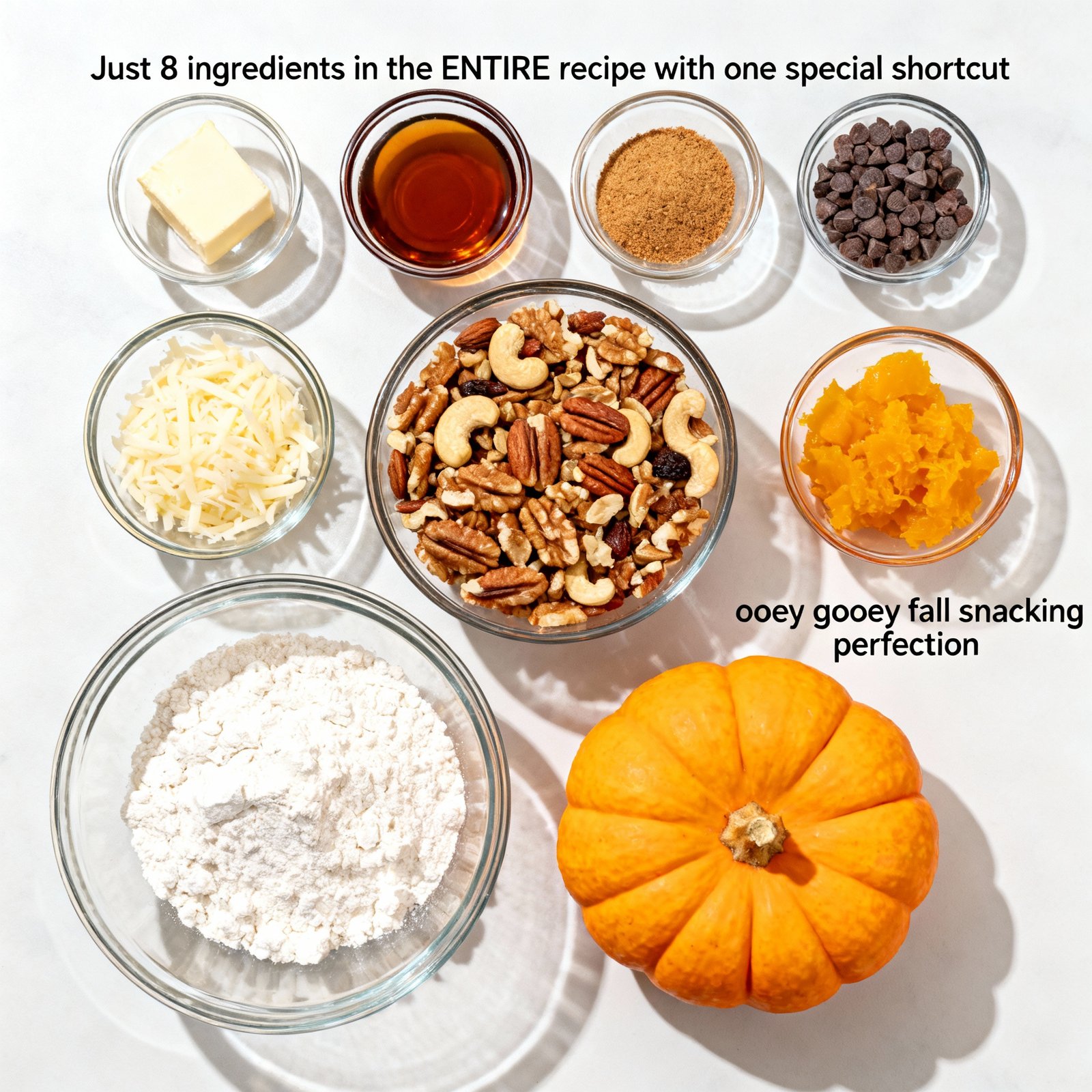 Just 8 ingredients in the ENTIRE recipe with one special shortcut This is ooey gooey fall snacking perfection ingredients
