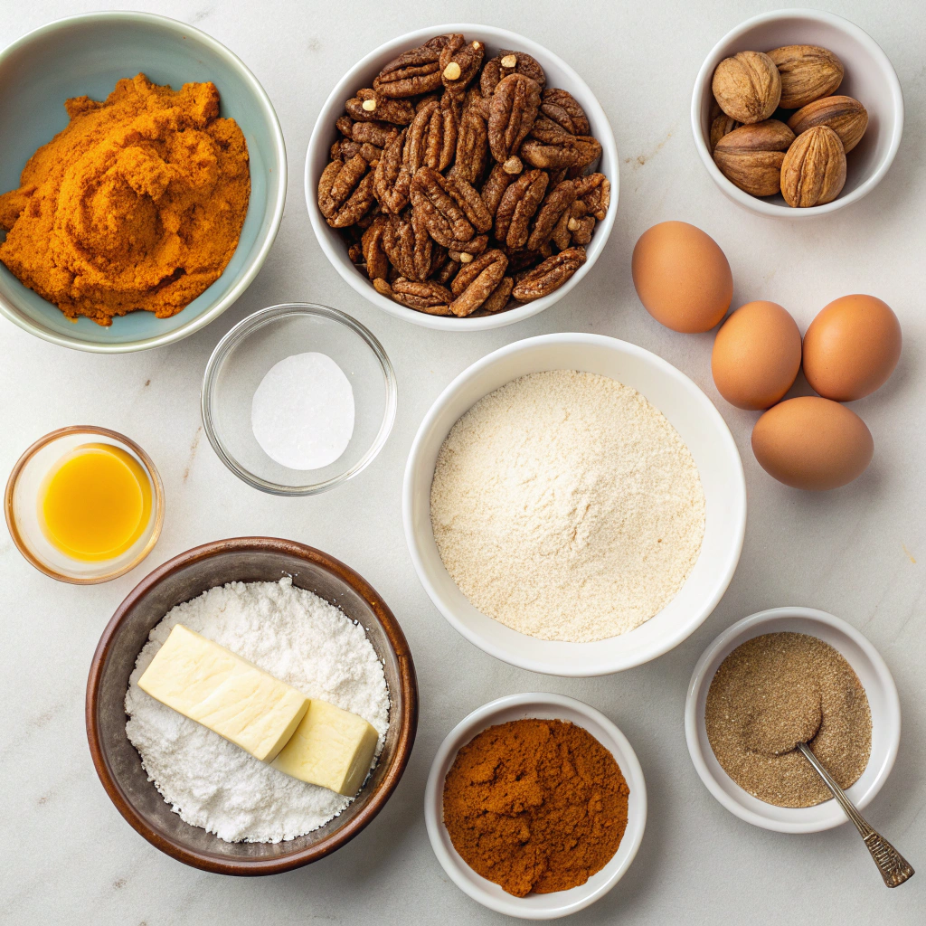 Recipe ingredients for Pumpkin Pecan Coffee Cake