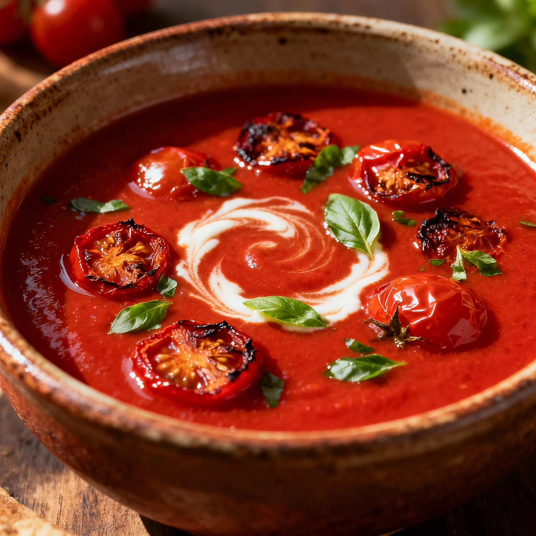 Roasted Tomato Basil Soup finished