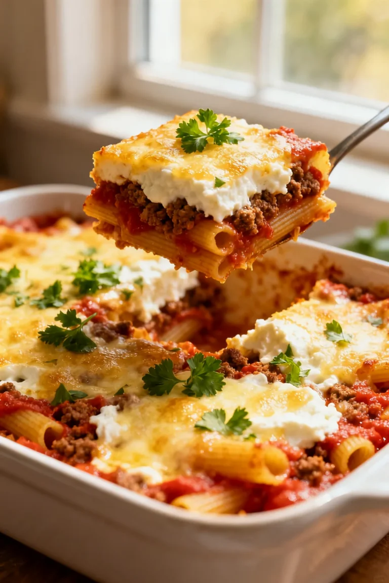 Baked Ziti with Ground Beef and Ricotta