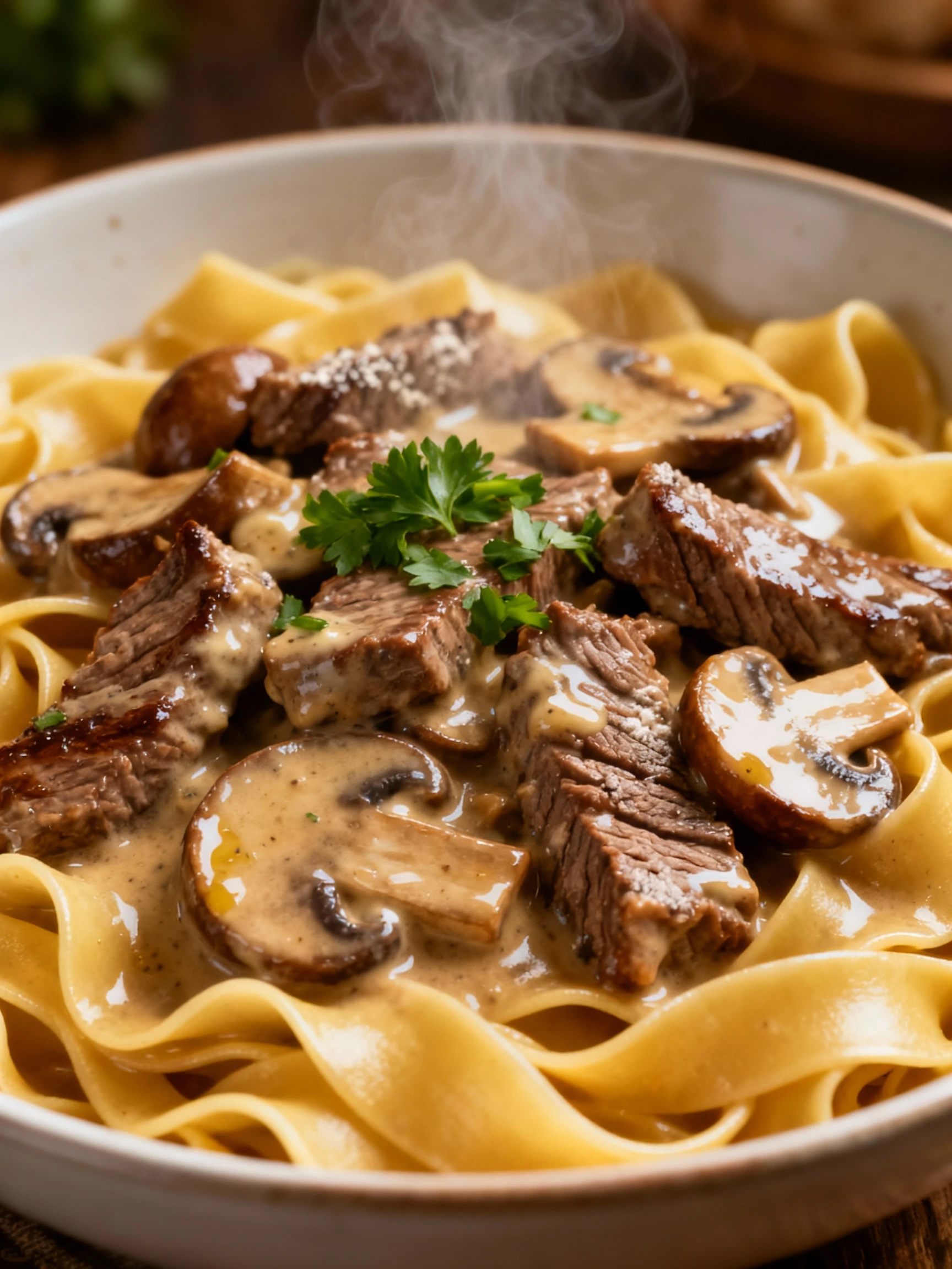 Beef Stroganoff finished