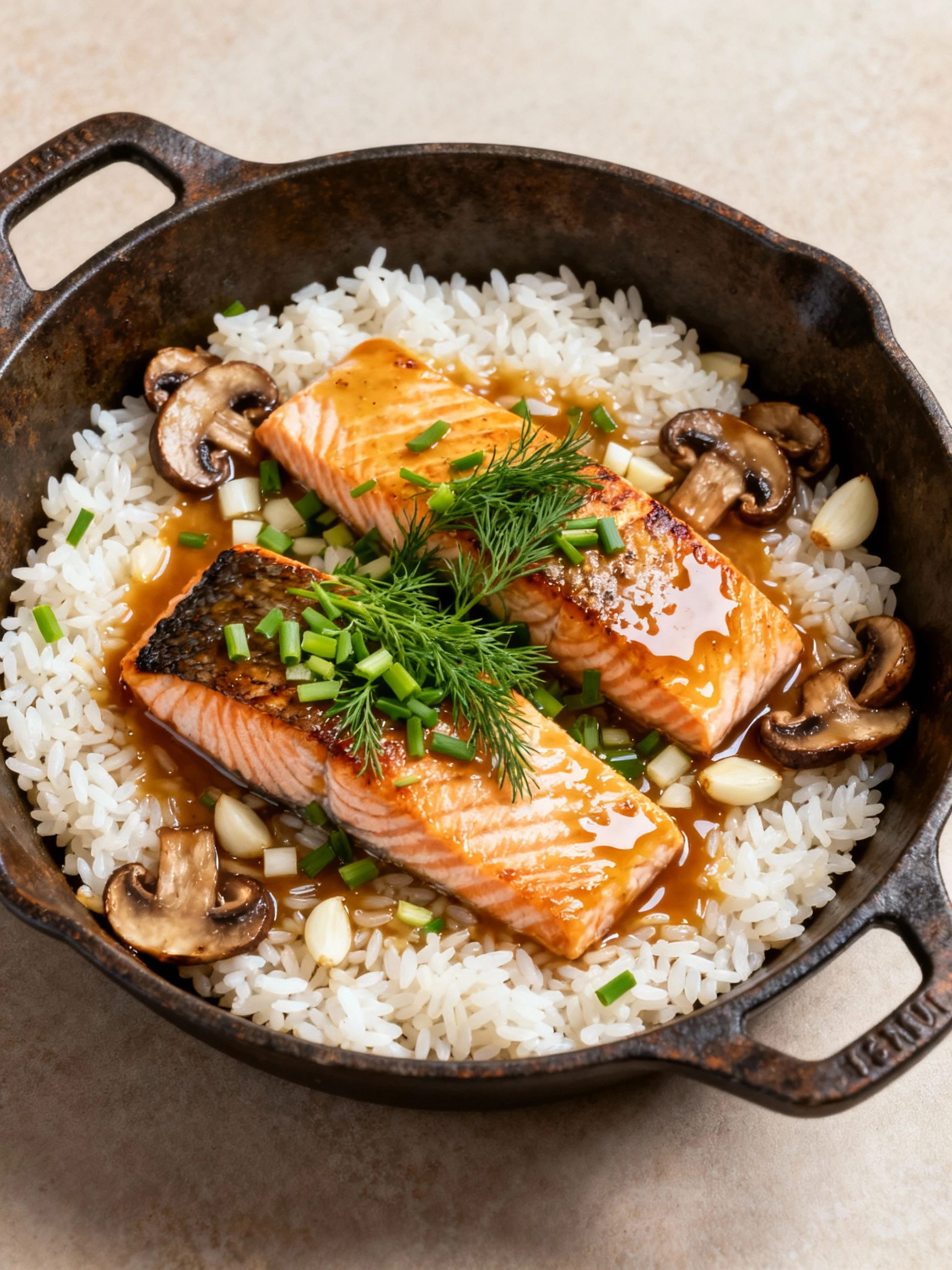 Buttery Salmon Rice (one pot recipe!) finished