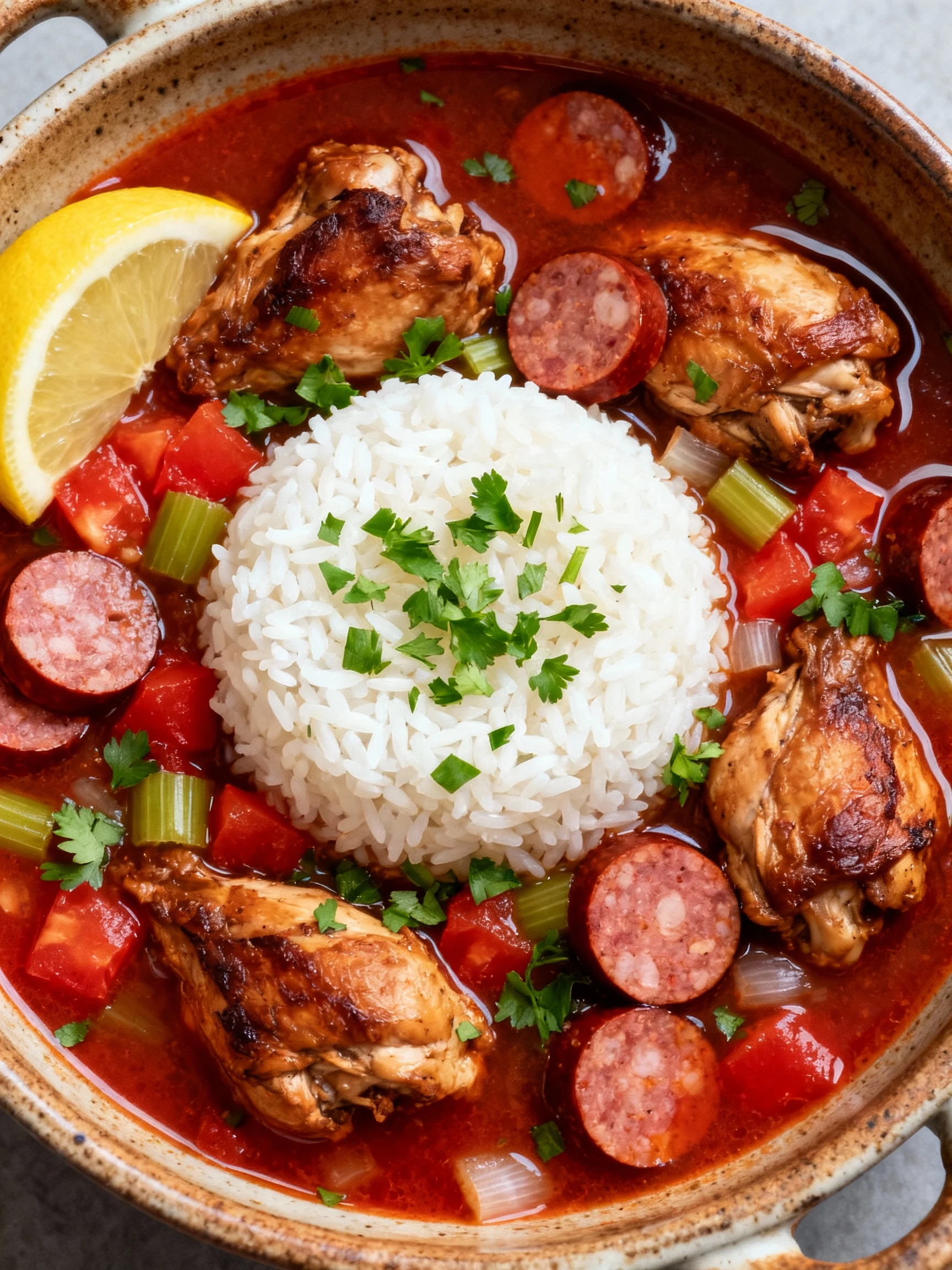 Cajun Chicken and Sausage Soup finished