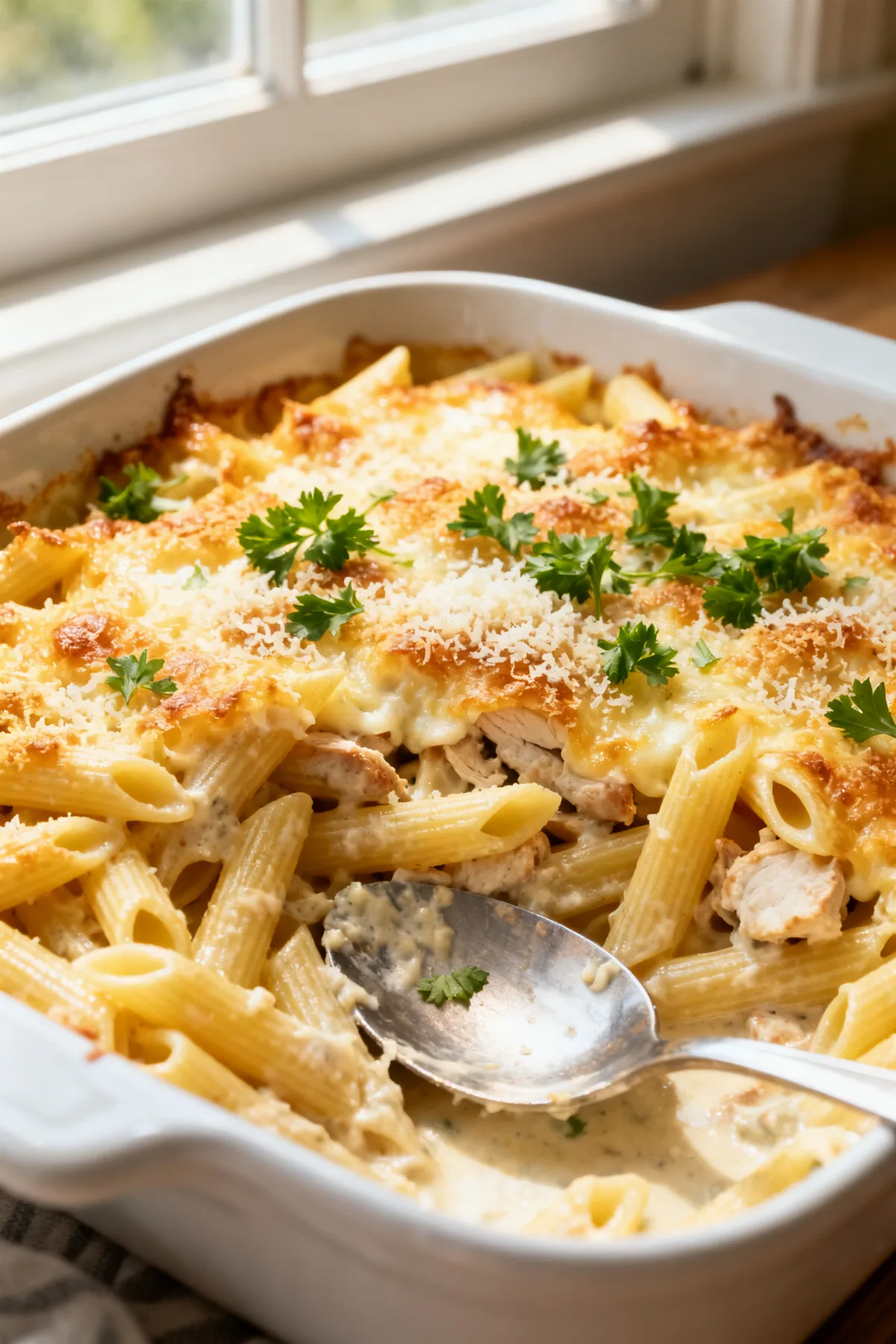 Chicken Alfredo Bake with Penne
