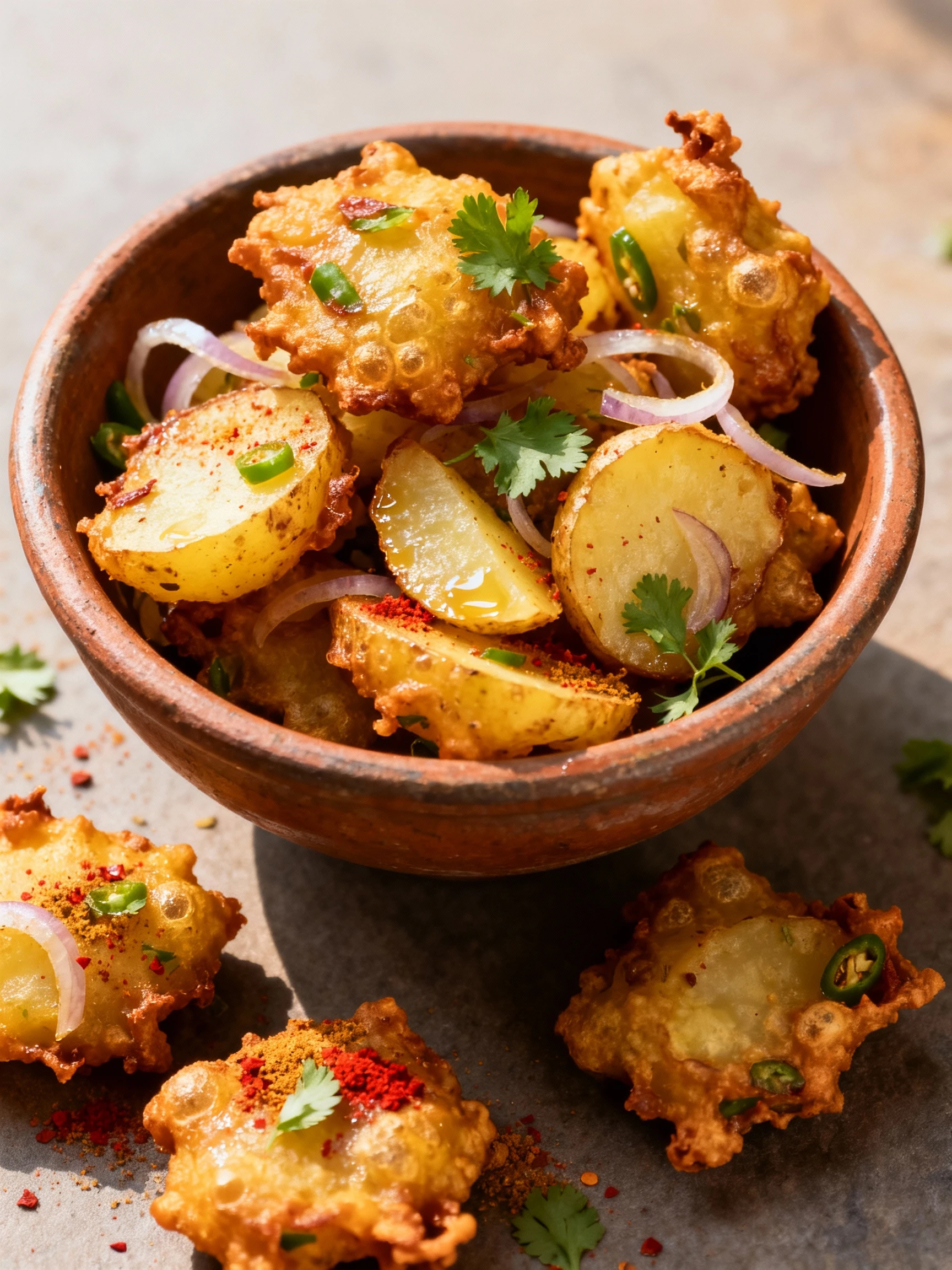 Crispy Potato Onion Fritters | Easy Aloo Pakora Recipe 😍 #shorts finished