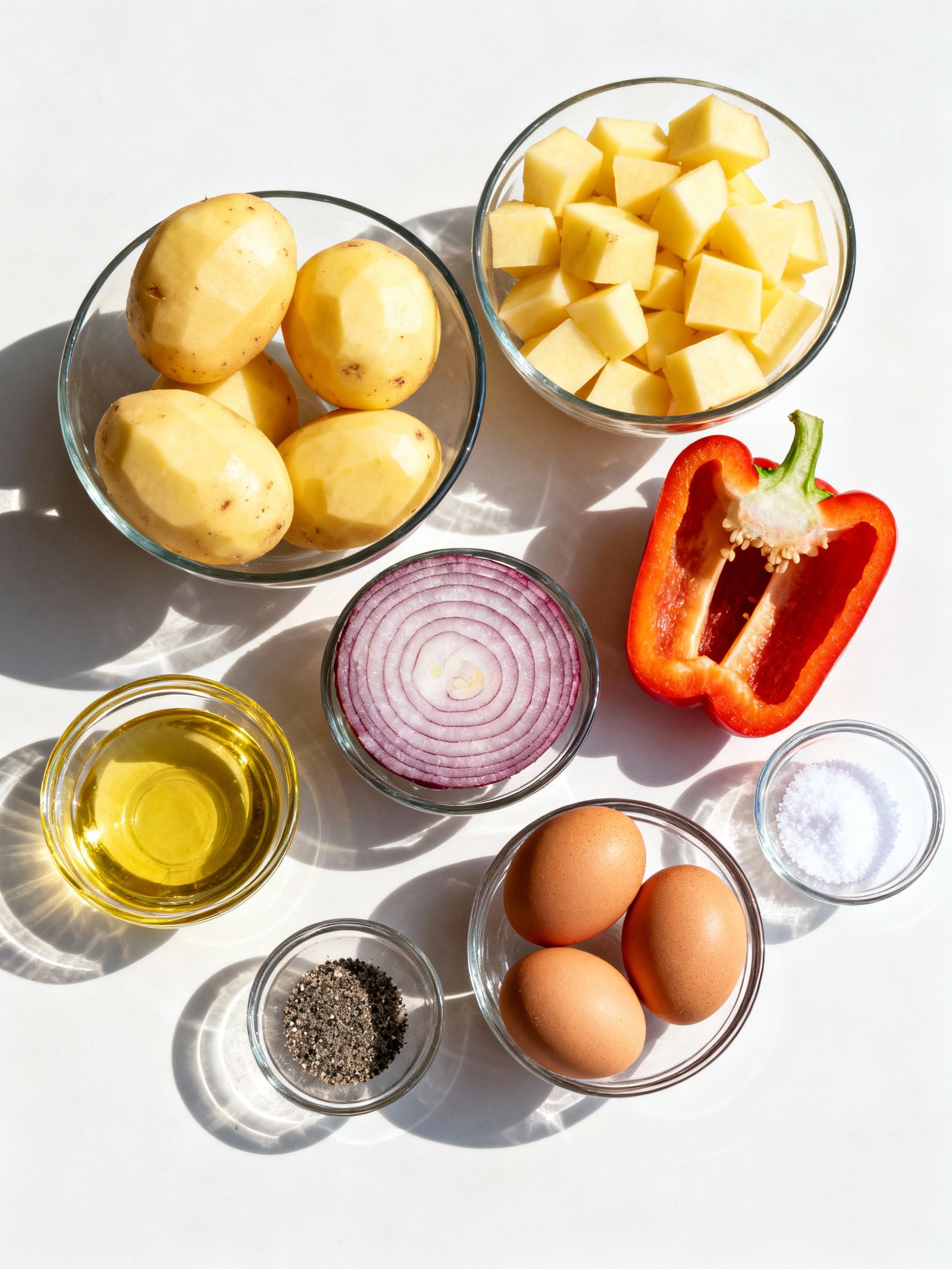 Depression era Eggs with Peppers and Potatoes ingredients