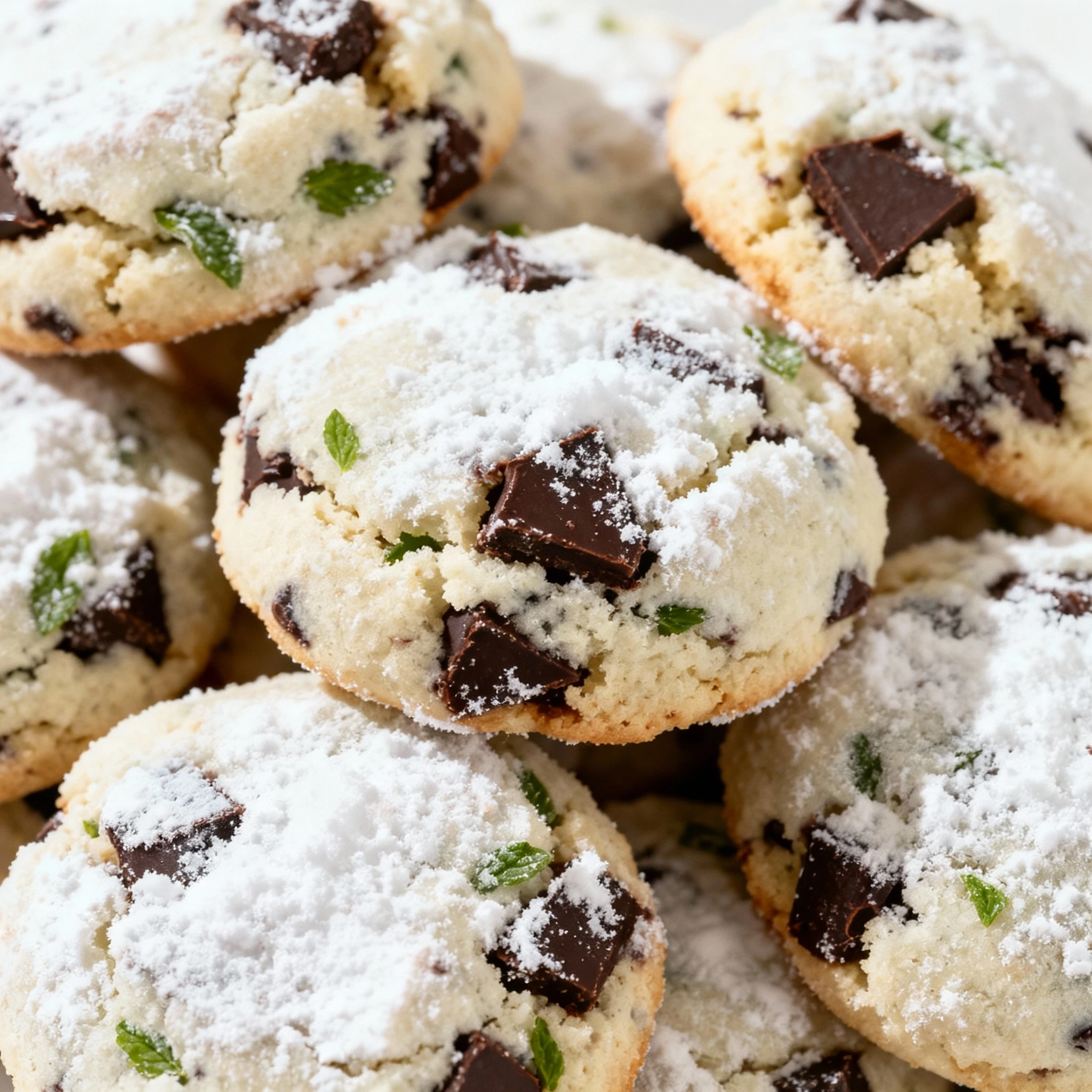 Melt in your mouth Mint Chocolate Chip Snowball Cookies are a treat you wont be able to resist So easy to make and packed with mint and chocolate flavor no one can eat just one finished