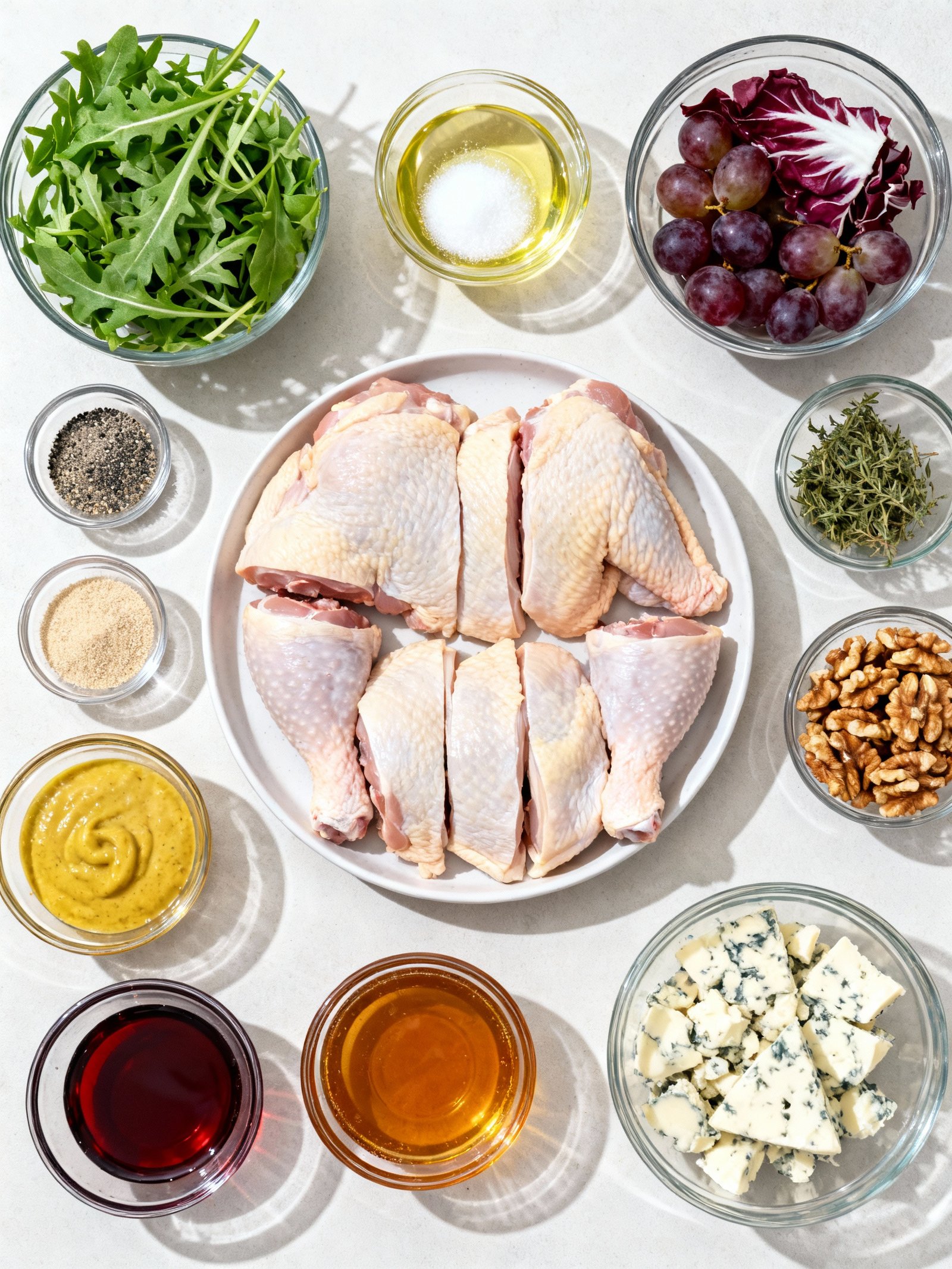 Pan roasted chicken dressed in pan drippings vinaigrette. #recipe ingredients